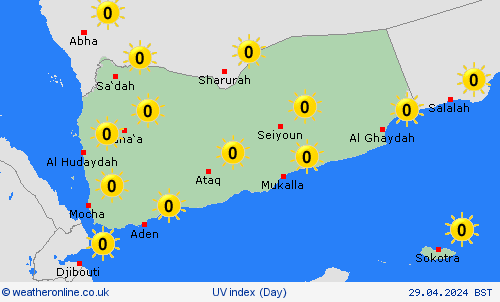 uv index Yemen Europe Forecast maps
