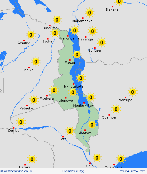 uv index Malawi Europe Forecast maps