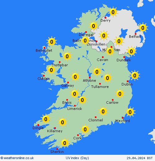 uv index Ireland United Kingdom Forecast maps