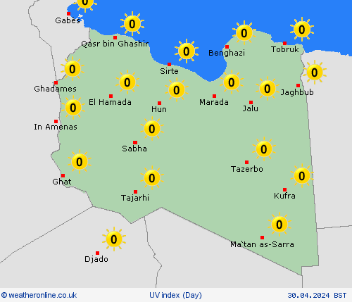 uv index Libya Africa Forecast maps