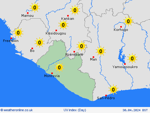 uv index Liberia Europe Forecast maps