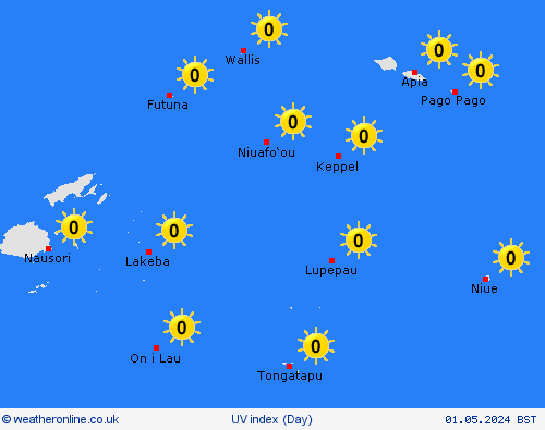 uv index American Samoa Oceania Forecast maps