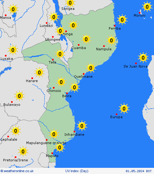 uv index Mozambique Europe Forecast maps