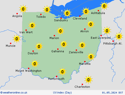 uv index Ohio Europe Forecast maps