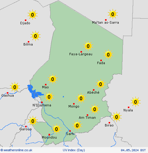 uv index Chad Africa Forecast maps