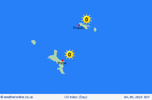 uv index Seychelles Africa Forecast maps