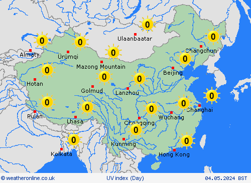 uv index China Asia Forecast maps