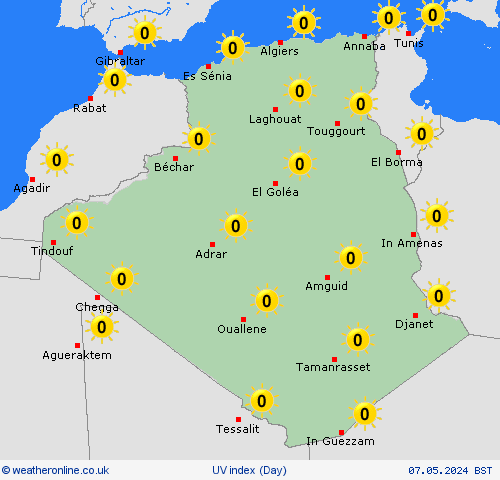 uv index Algeria Africa Forecast maps