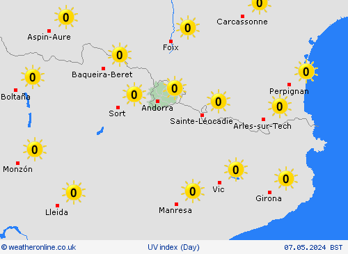 uv index Andorra Europe Forecast maps