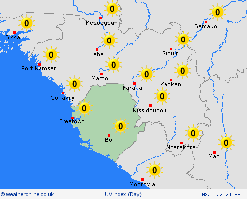 uv index Sierra Leone Africa Forecast maps