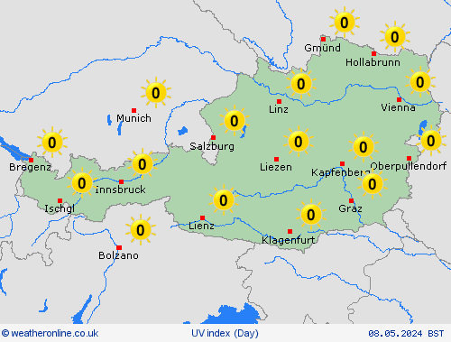 uv index Austria Europe Forecast maps