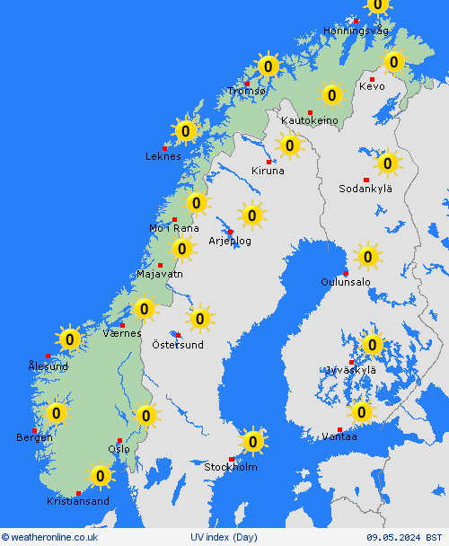 uv index Norway United Kingdom Forecast maps