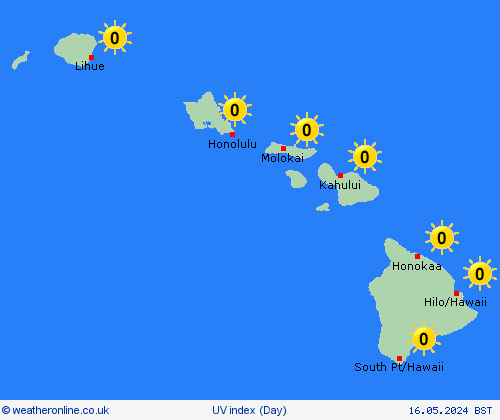 uv index Hawaii North America Forecast maps