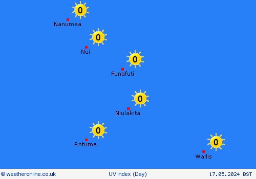 uv index Tuvalu Oceania Forecast maps