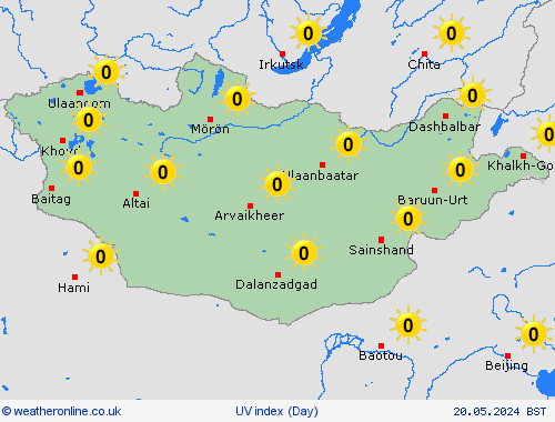 uv index Mongolia Asia Forecast maps