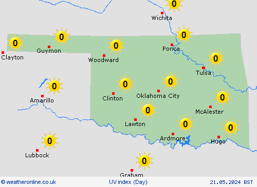 uv index Oklahoma North America Forecast maps