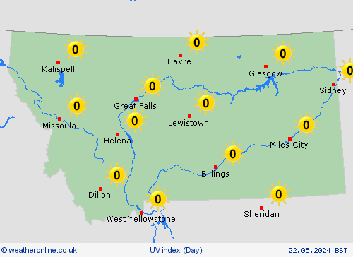 uv index Montana North America Forecast maps