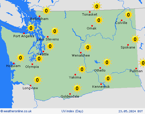 uv index Washington North America Forecast maps