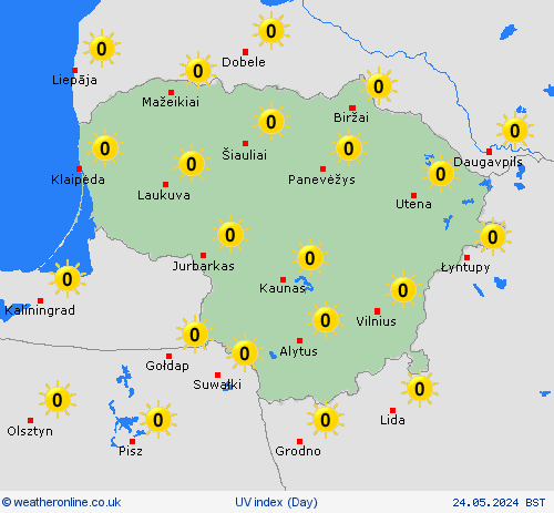 uv index Lithuania Europe Forecast maps