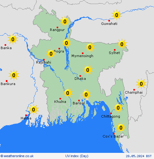 uv index Bangladesh Asia Forecast maps