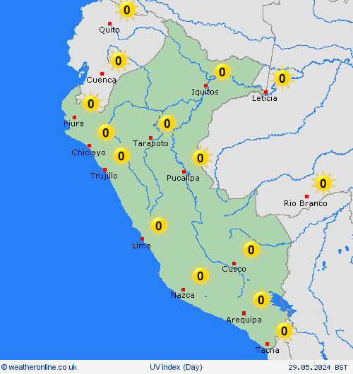 uv index Peru South America Forecast maps