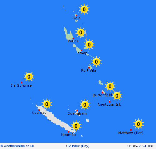 uv index Vanuatu Oceania Forecast maps