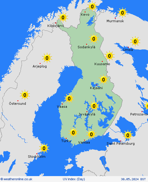 uv index Finland Europe Forecast maps