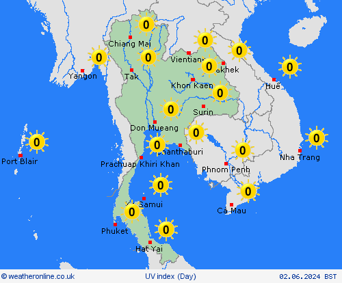 uv index Thailand Asia Forecast maps