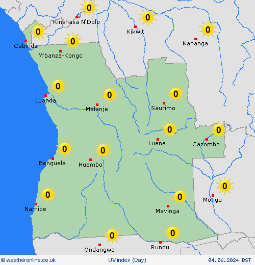 uv index Angola Africa Forecast maps