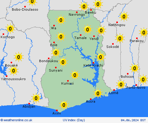 uv index Ghana Africa Forecast maps