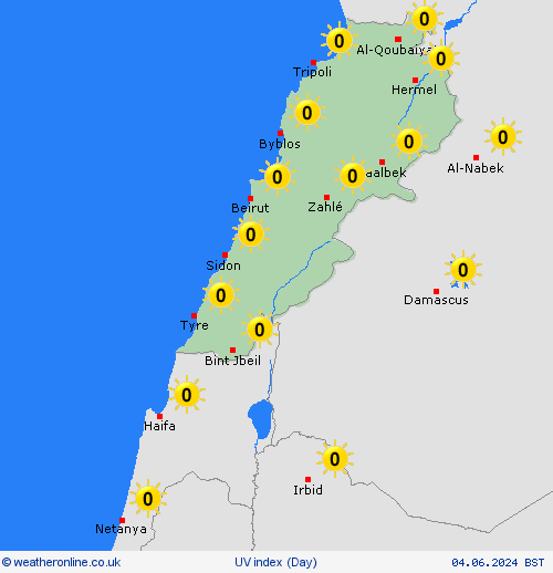 uv index Lebanon Europe Forecast maps