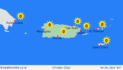 uv index Puerto Rico Central America Forecast maps