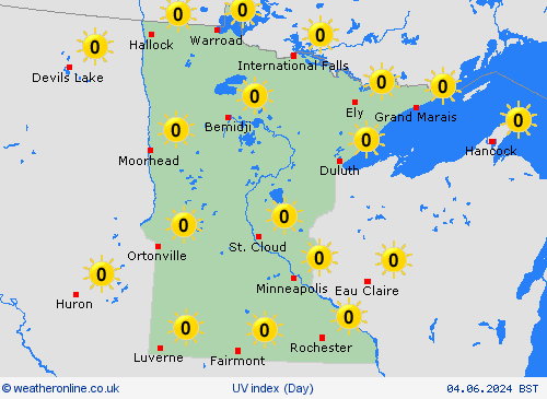 uv index Minnesota North America Forecast maps