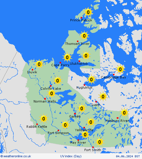 uv index Northwest Territories North America Forecast maps