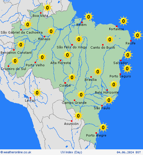 uv index Brazil South America Forecast maps