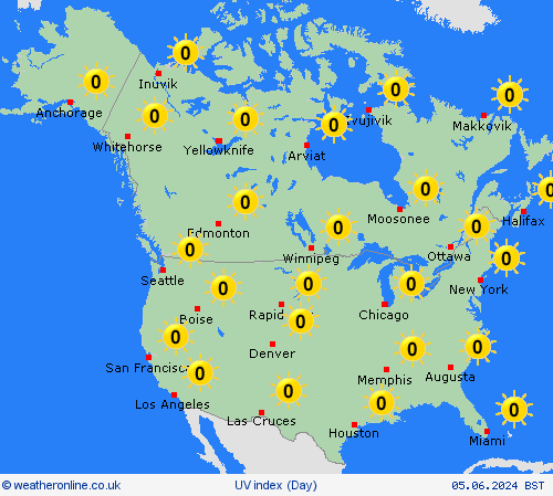 uv index  North America Forecast maps