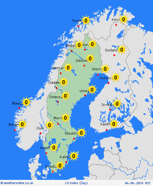 uv index Sweden Europe Forecast maps