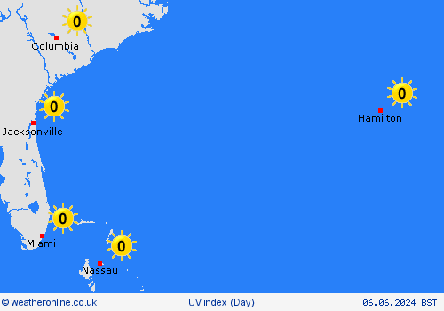 uv index Bermuda Central America Forecast maps