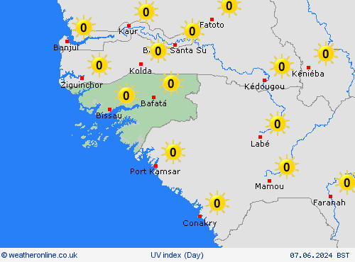 uv index Guinea-Bissau Africa Forecast maps