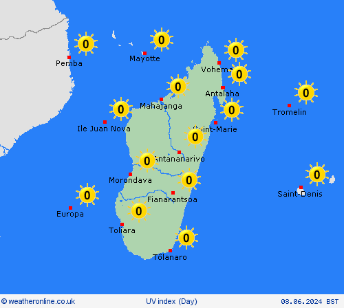 uv index Madagascar Africa Forecast maps