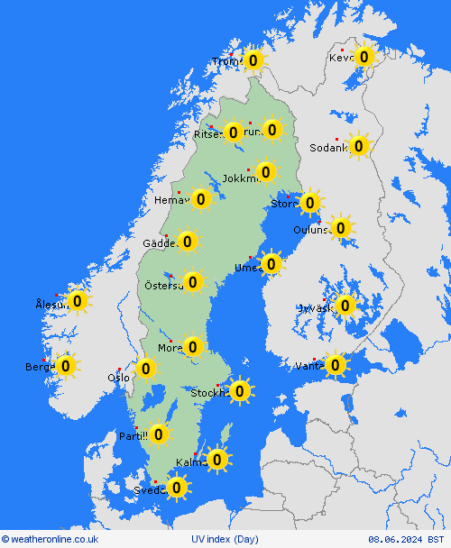 uv index Sweden Europe Forecast maps