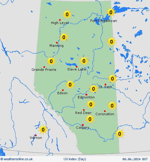 uv index Alberta North America Forecast maps