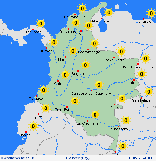 uv index Colombia South America Forecast maps