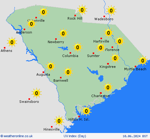 uv index South Carolina North America Forecast maps