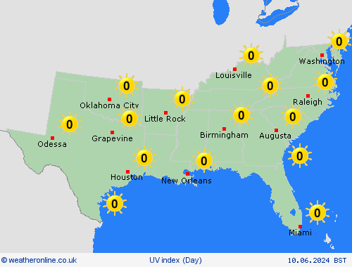 uv index  North America Forecast maps