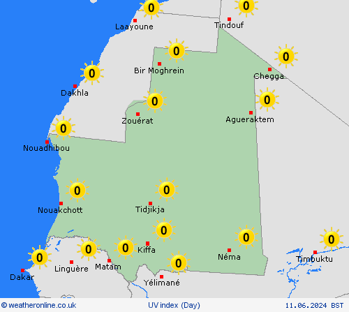 uv index Mauritania Africa Forecast maps