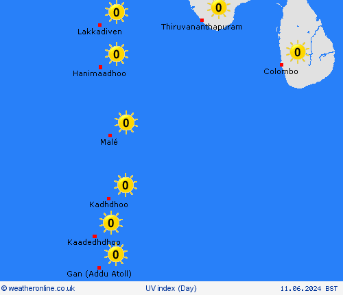 uv index Maldives Asia Forecast maps