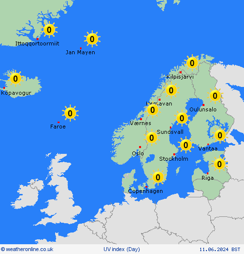 uv index  Europe Forecast maps