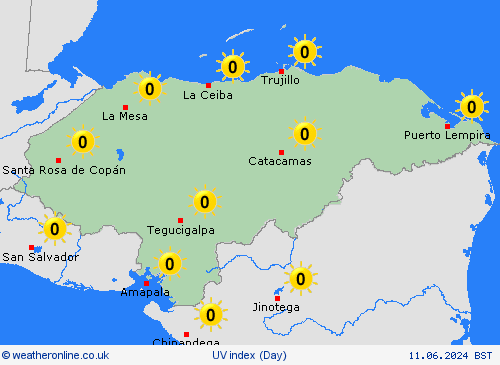 uv index Honduras Central America Forecast maps