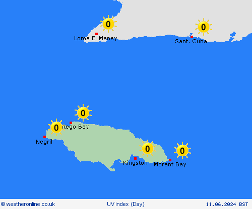 uv index Jamaica Central America Forecast maps